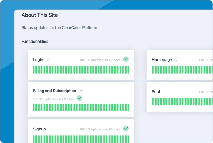 Clearcalcs Status powered by Rootly