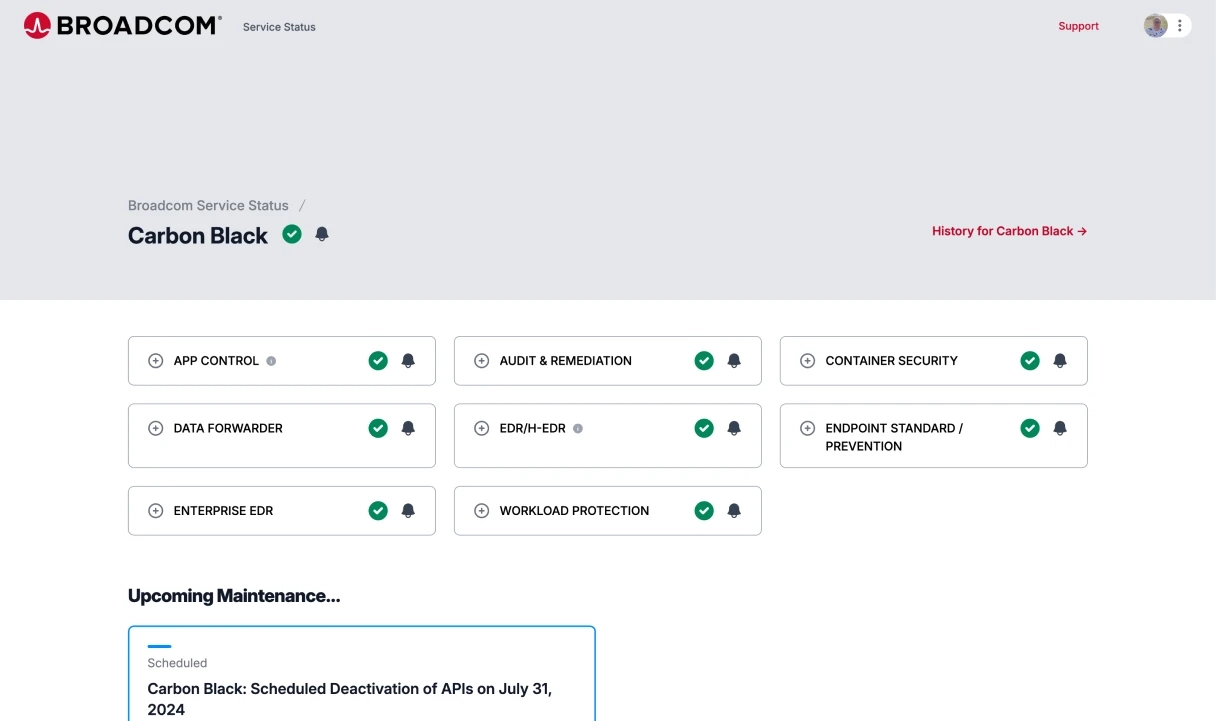 Broadcom Carbon Black Status